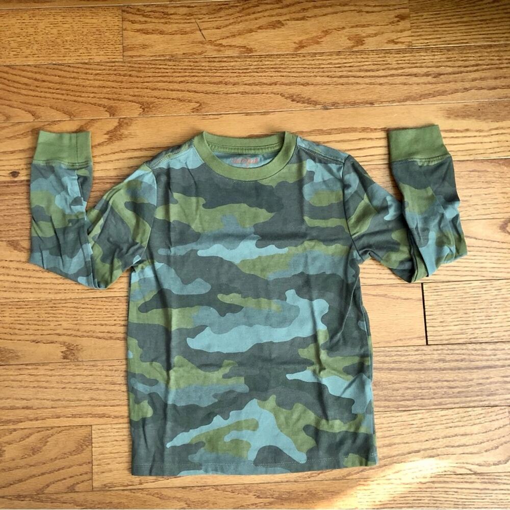 Cat & Jack Camo Long Sleeves T-Shirt Cotton Blend Toddler Boy’s Size XS (4/5)